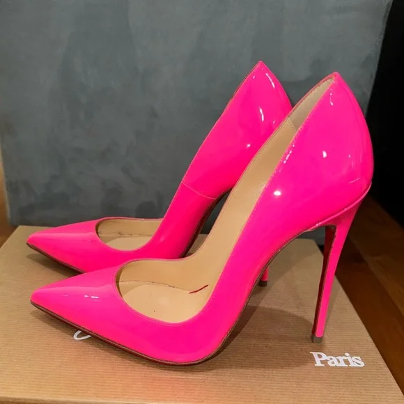 So Kate Christian Louboutin 120, 35.5 Shocking Hot Pink Patent Leather - Picture 5 of 8